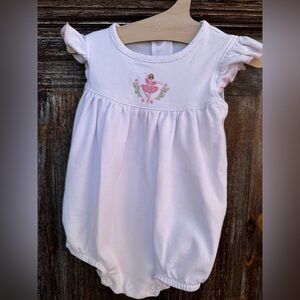 White Baby Bodysuit with Ballerina Embroidery